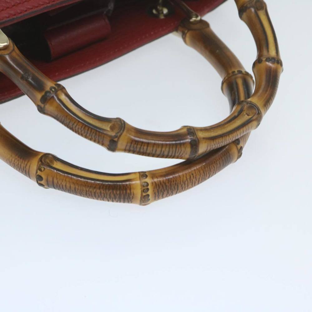 GUCCI Bamboo Hand Bag Leather Red 336032 Auth ep2891 - Picture 7 of 16